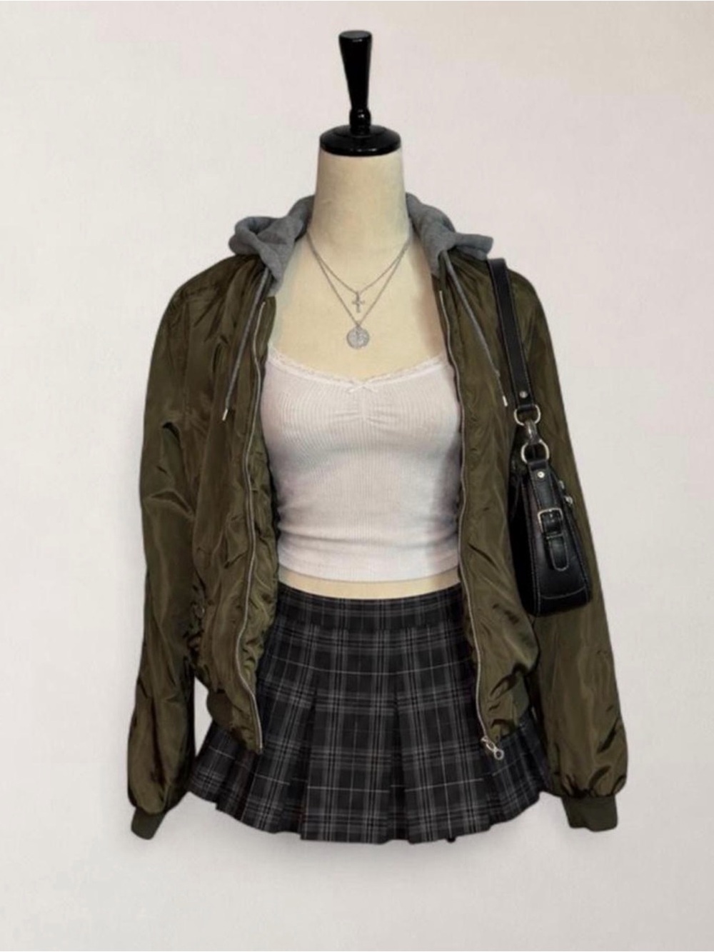 Outer Edge Olive Green Bomber Jacket with Gray Hood